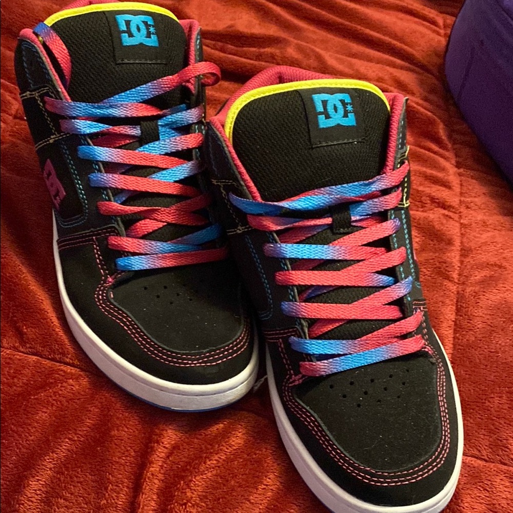 DC Black and Blue Sneakers with Iconic Design